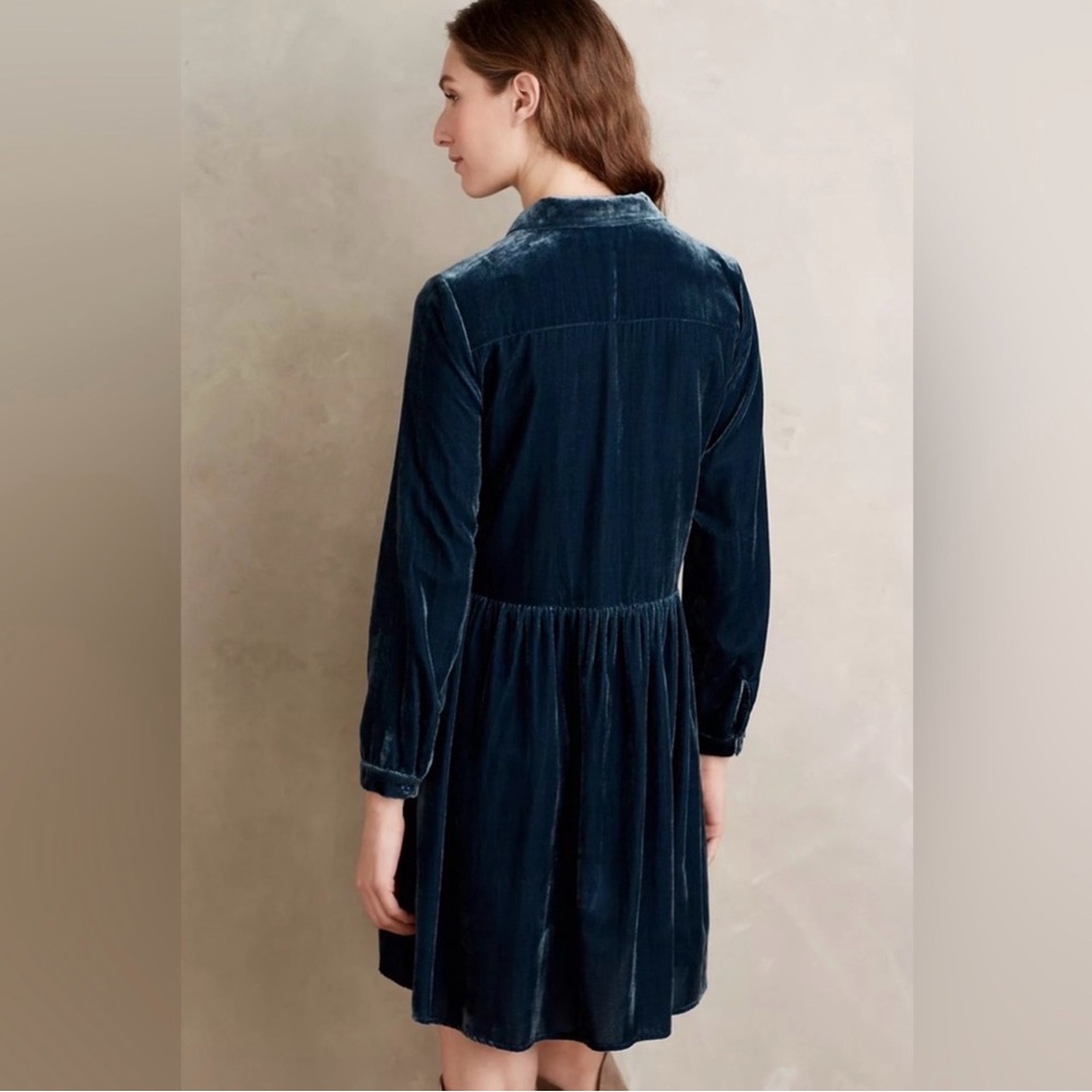Anthropologie Moulinette Soeurs Aelish Velvet Button Up Long Sleeve Shirt Dress